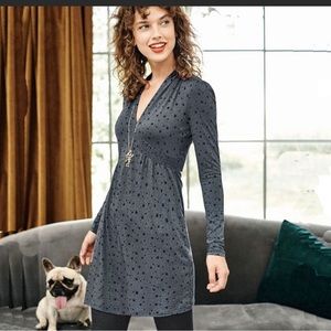 Boden Betty Jersey Tunic Dress US 4 R Blue Star Print Long Sleeve